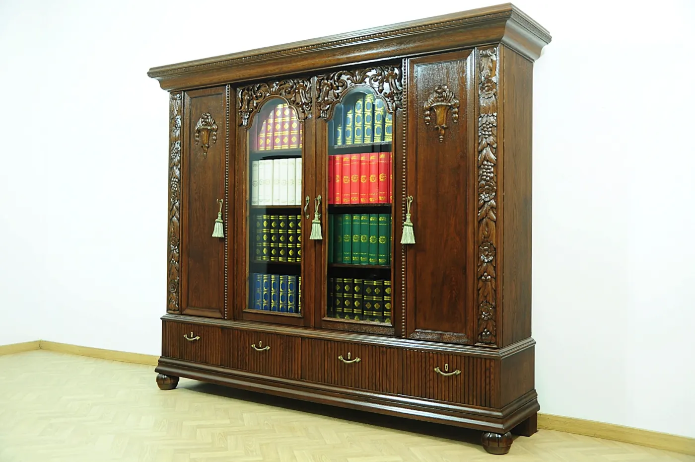 Biblioteka-witryna dębowa, secesja — zdjęcie 3
