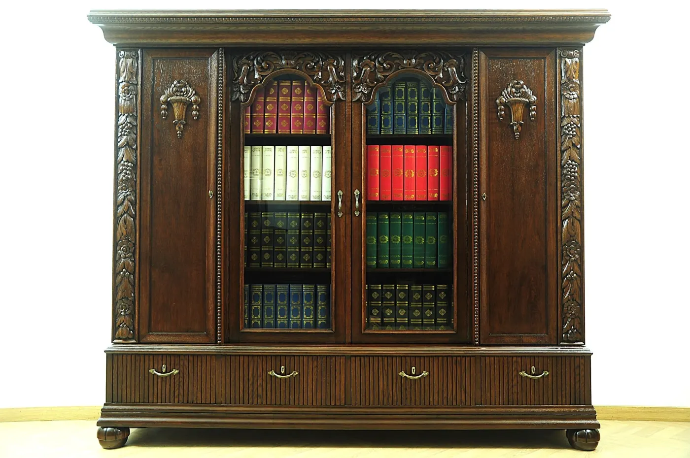 ANTYK.CZARUJĄCA 100-LETNIA,DĘBOWA BIBLIOTEKA -WITRYNA PO RENOWACJI !!!