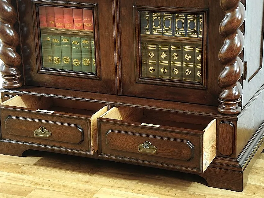 Biblioteka-witryna dębowa, neobarok — zdjęcie 5